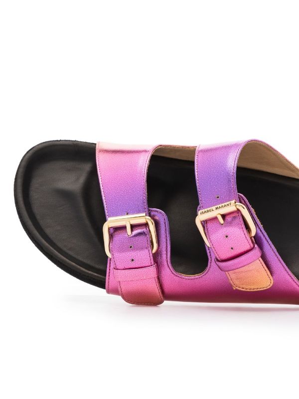 Leather flip flops Louis Vuitton Purple size 40 EU in Leather