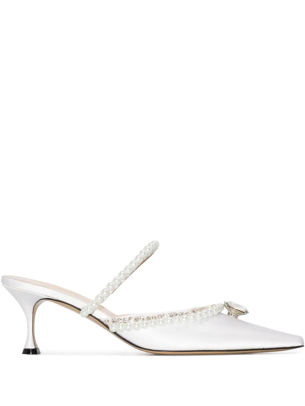 

MACH & MACH 75mm pearl-embellished mules - White