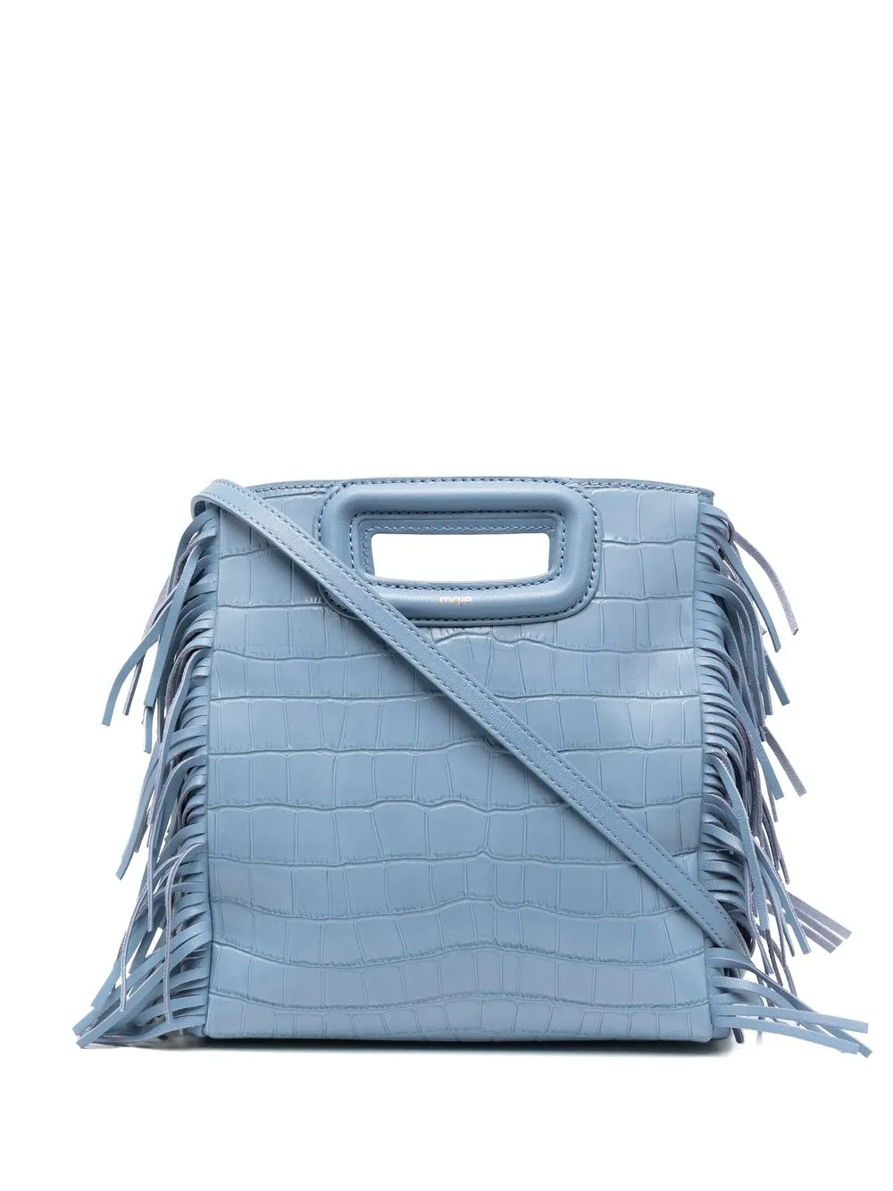 

Maje crocodile-effect frayed tote - Blue