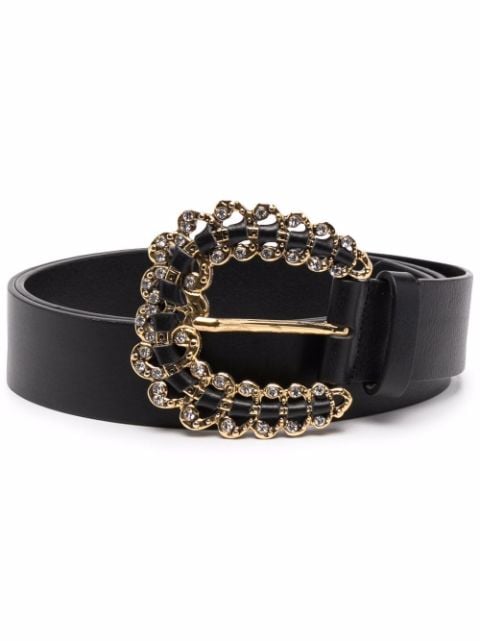 Maje Diamanté buckle leather belt