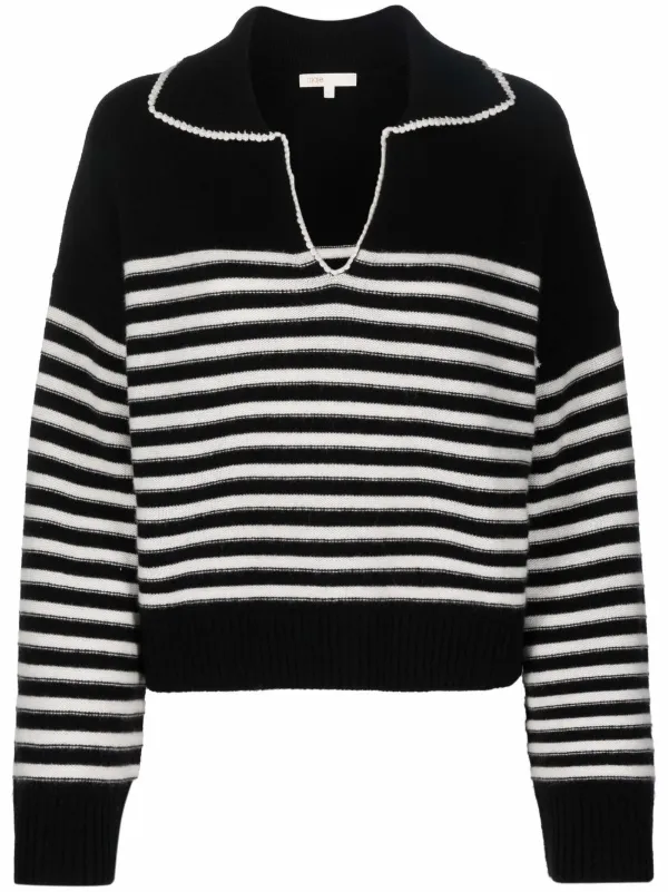 Maje V-neck striped cashmere jumper 