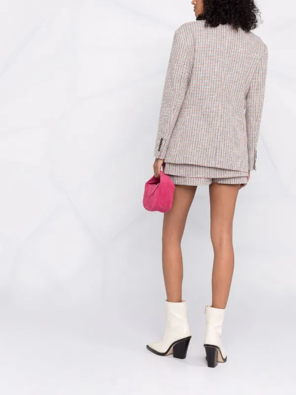 Maje blue & neutral high-waisted check shorts for women ...