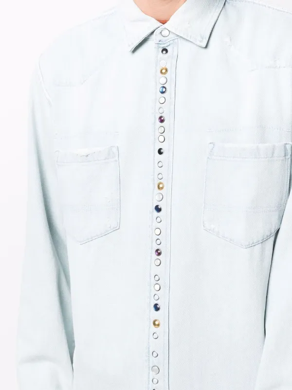 Golden Goose Golden Collection Bleached Denim Shirt | Blue