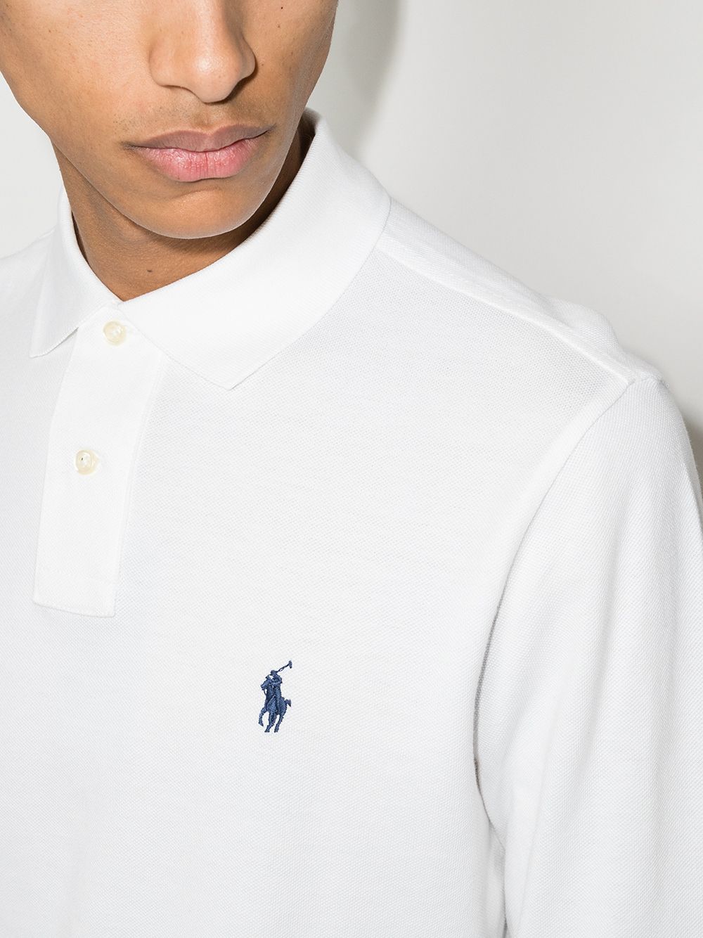 Navy Logo-embroidered cotton-piqué polo shirt, AMI
