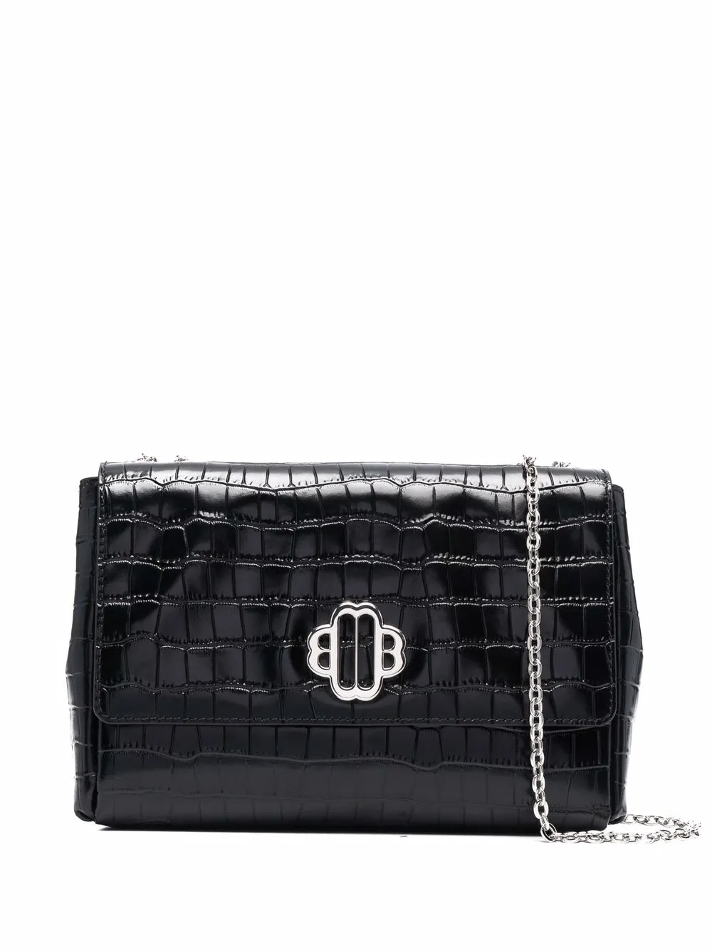 

Maje Clover crocodile-embossed shoulder bag - Black