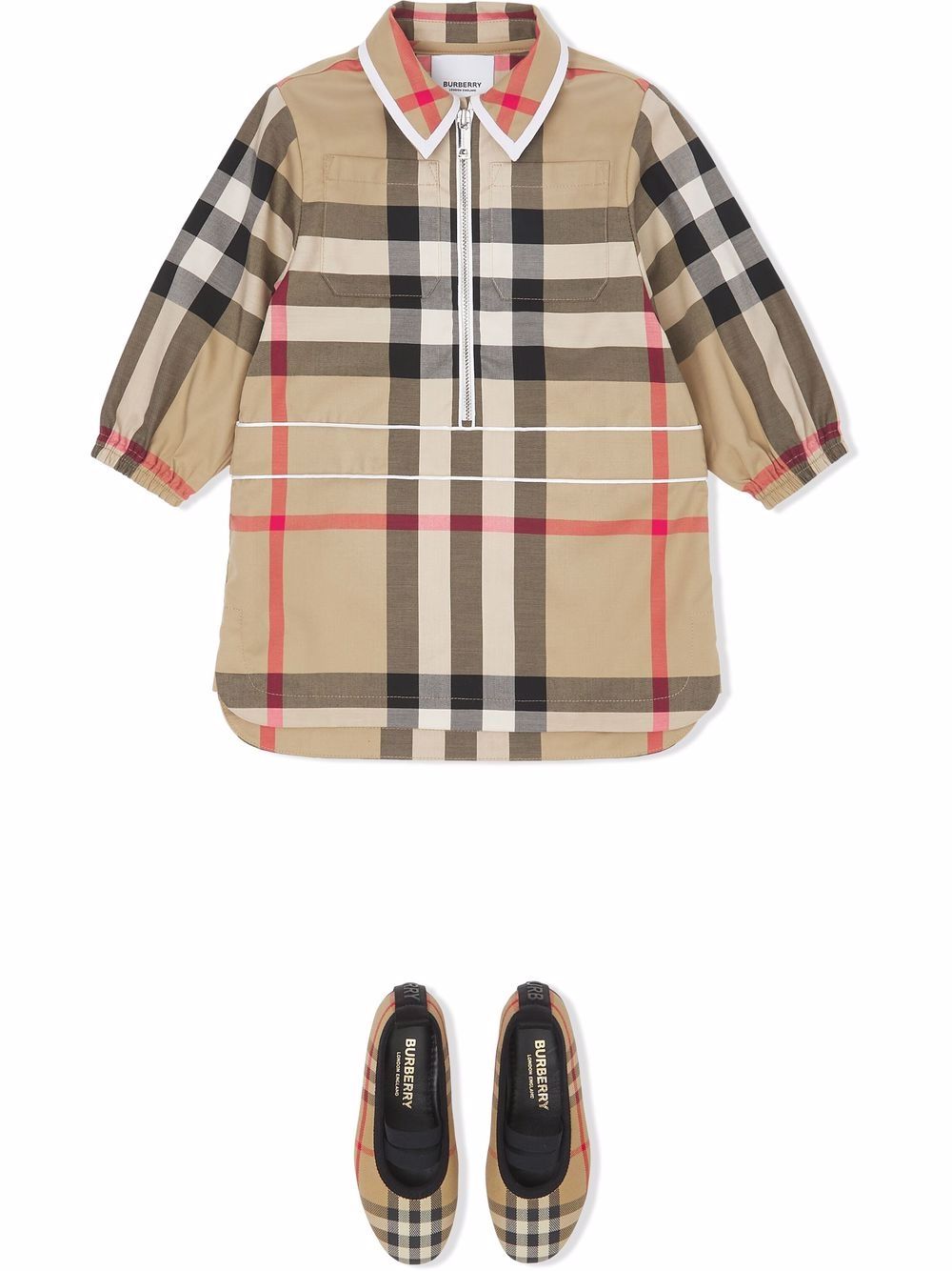 Burberry Kids Geruite jurk - Beige