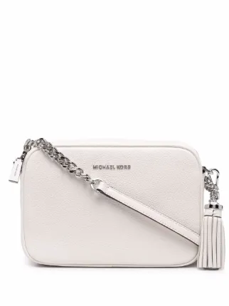Michael Kors Medium Jet Set Leather Crossbody Bag | White
