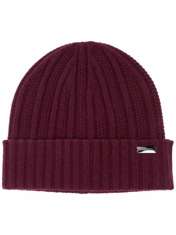 Shop Coach cashmere logo beanie hat 