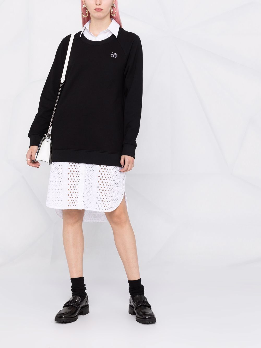 Karl Lagerfeld Broderie anglaise sweaterjurk - Zwart