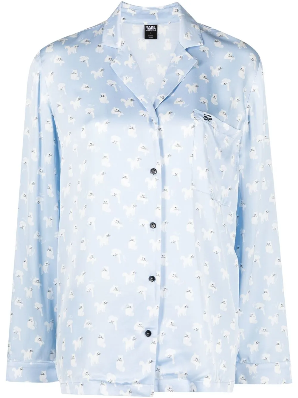 

Karl Lagerfeld cat-print long pyjama set - Blue