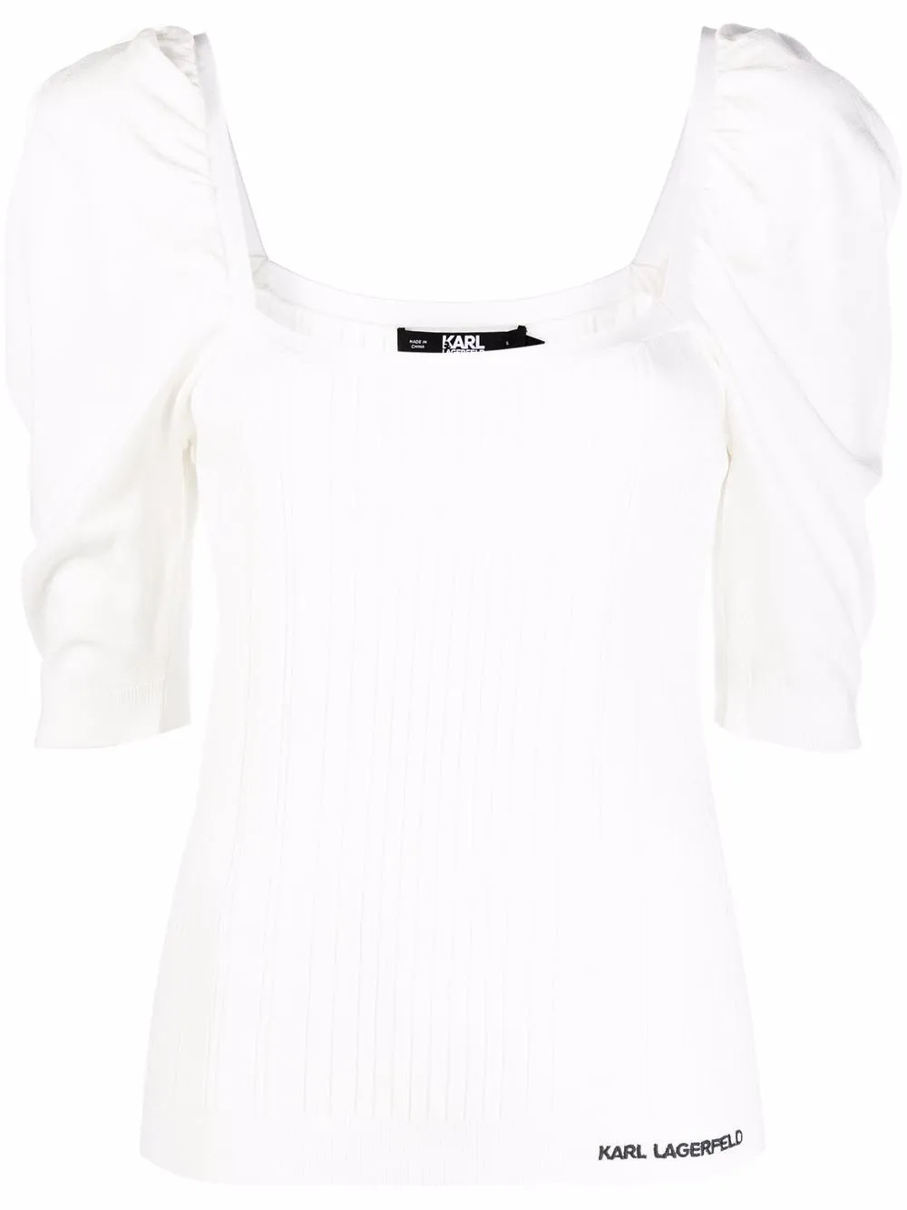 

Karl Lagerfeld top con cuello cuadrado - Blanco