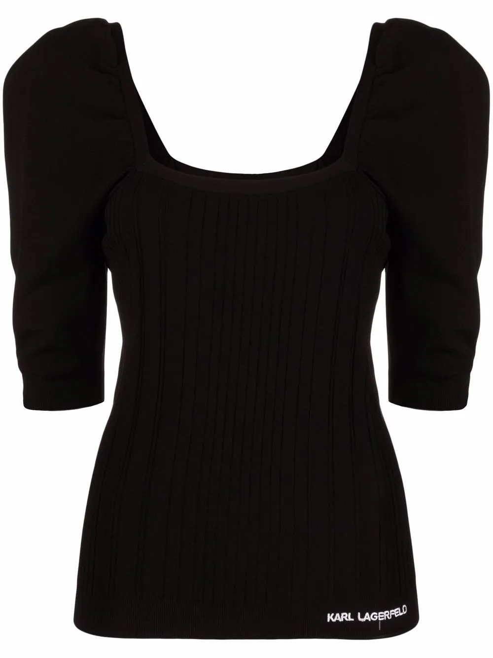 

Karl Lagerfeld blusa con logo bordado - Negro