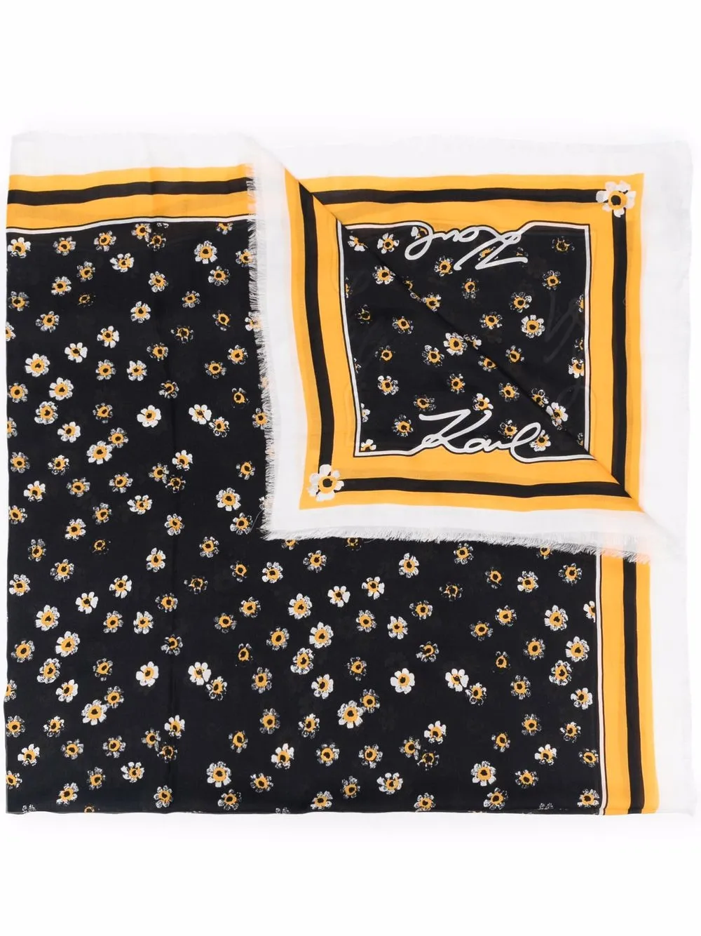 

Karl Lagerfeld mascada de seda con estampado floral - Negro
