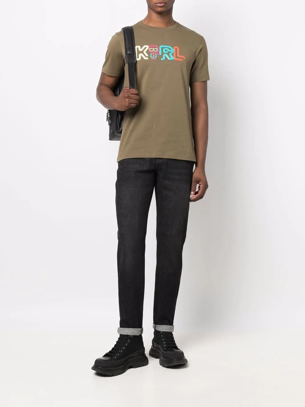 Karl Lagerfeld T-shirt van biologisch katoen - Groen