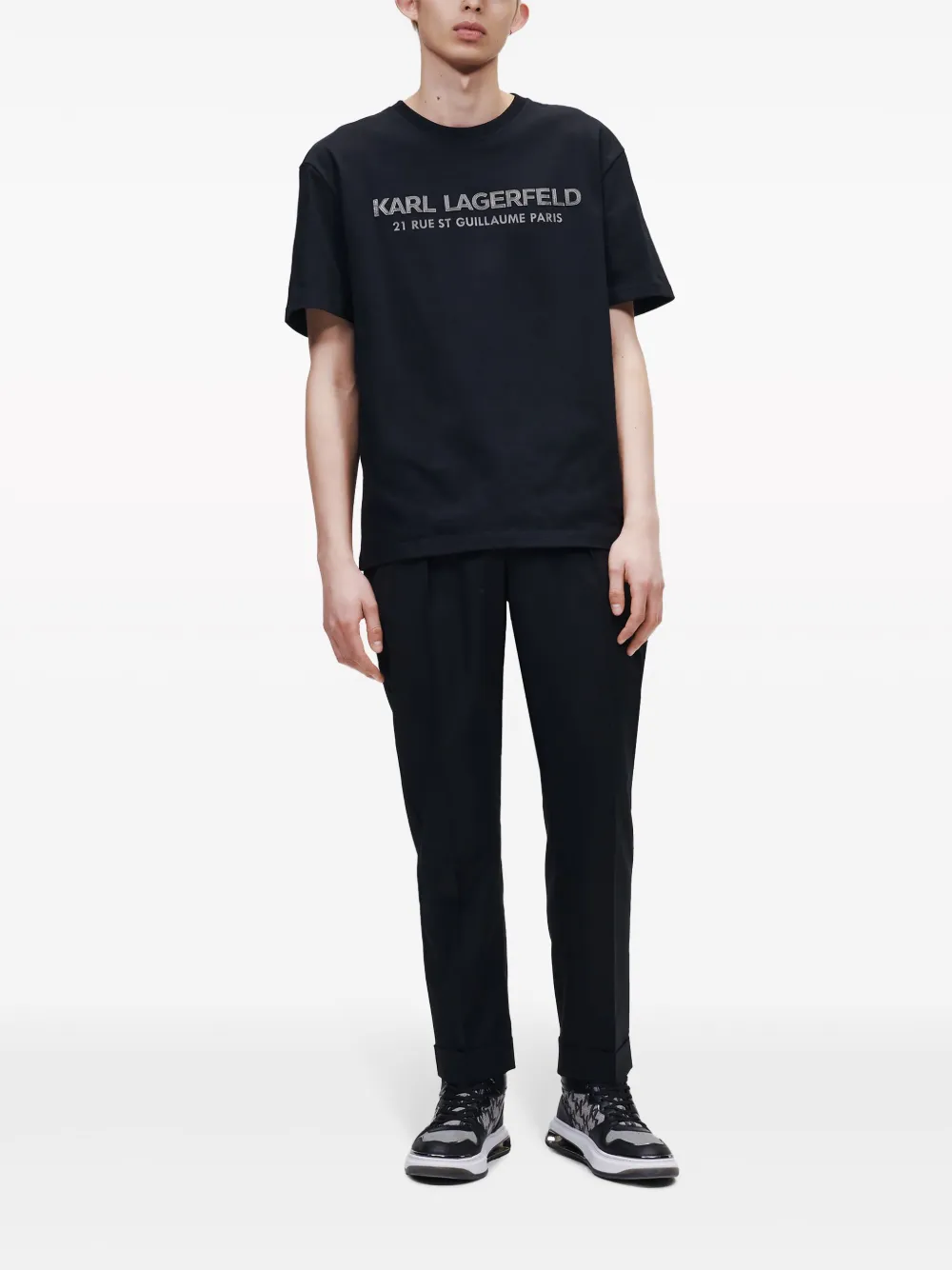 Karl Lagerfeld T-shirt van imitatieleer - Zwart
