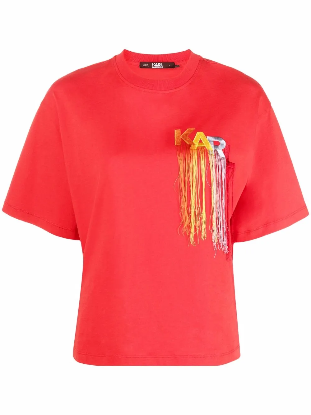 

Karl Lagerfeld playera bordada con flecos - Rojo