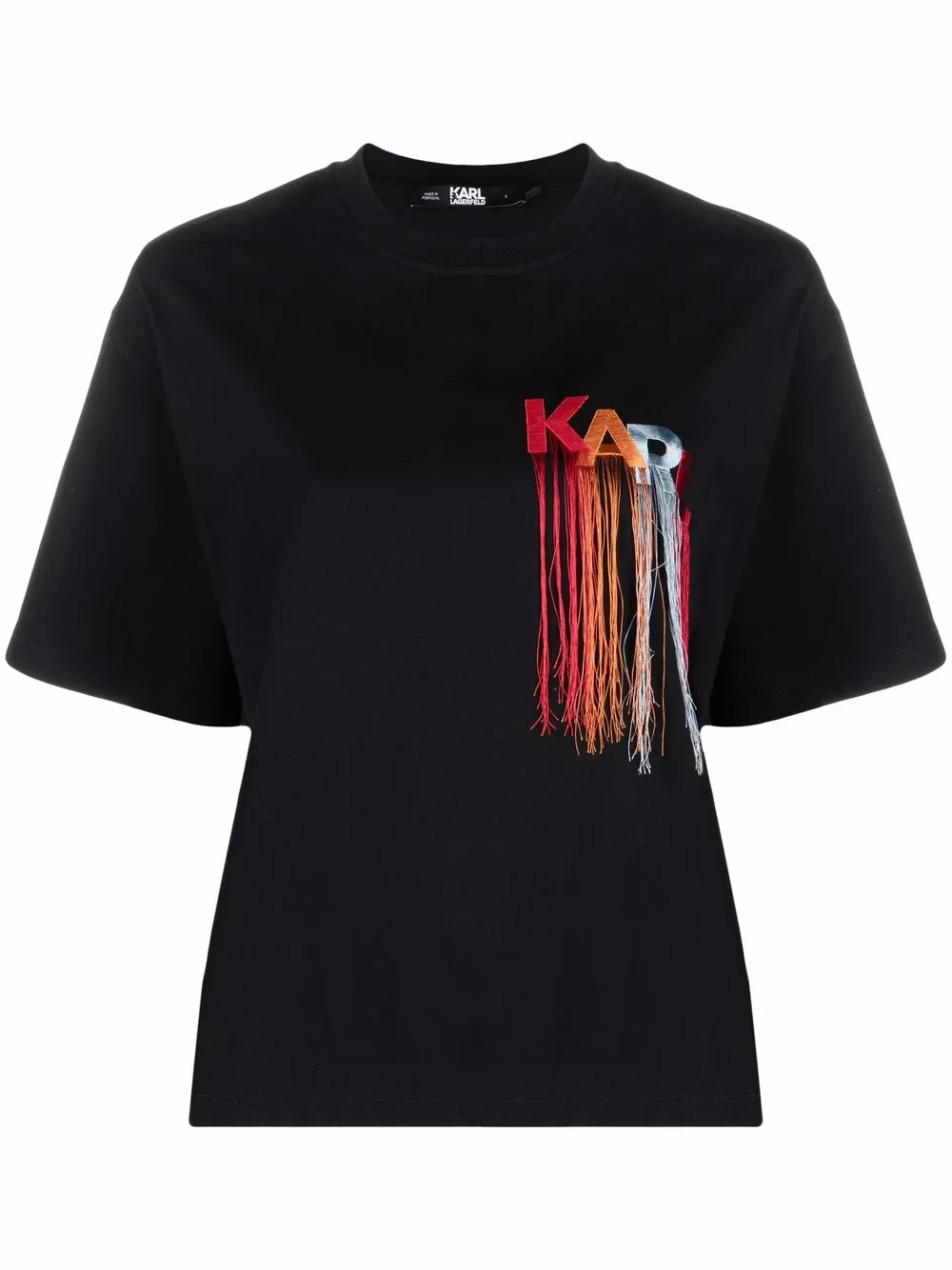 

Karl Lagerfeld playera bordada con flecos - Negro