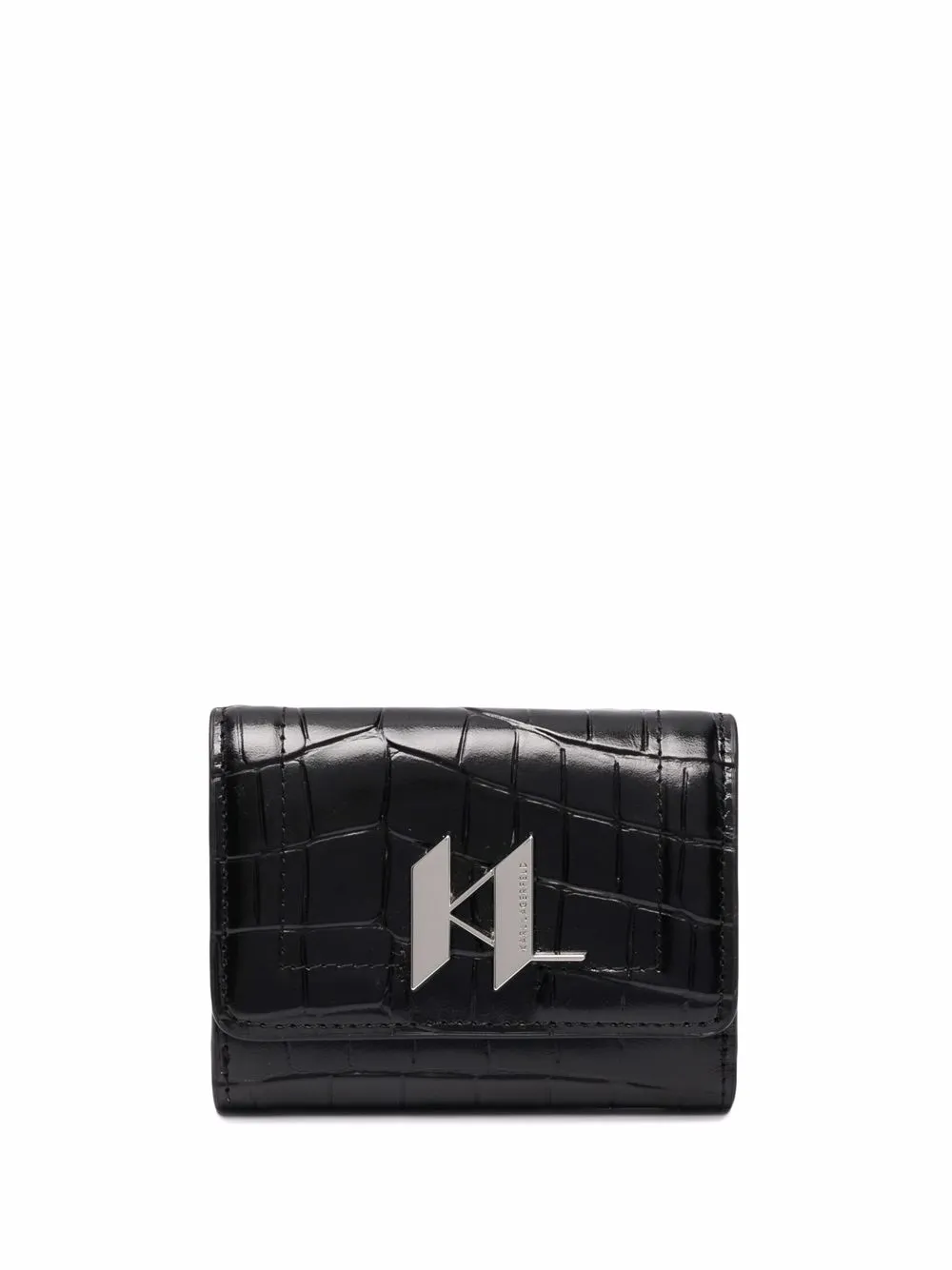 small croc-embossed leather wallet