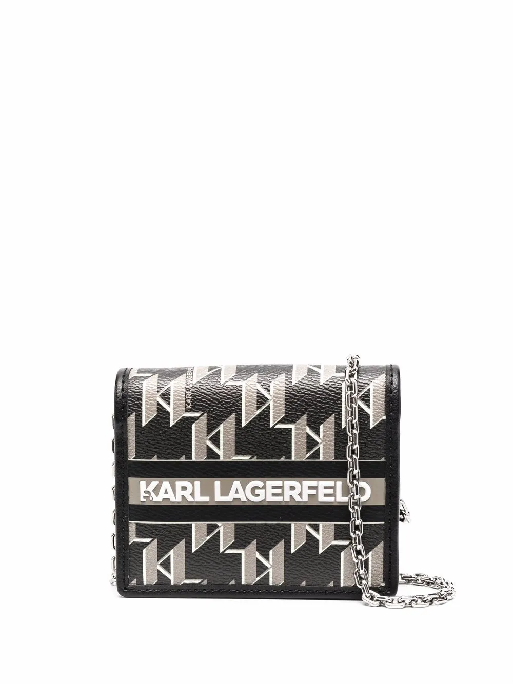 

Karl Lagerfeld cartera K/Ikonik Mono Stripe pequeña - Negro