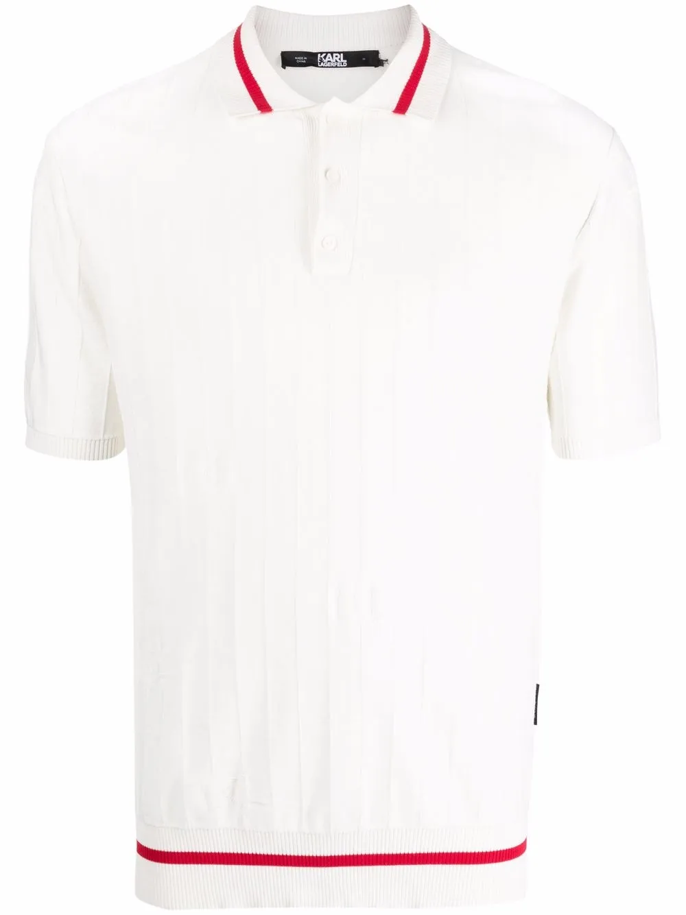 

Karl Lagerfeld playera tipo polo tejida - Blanco