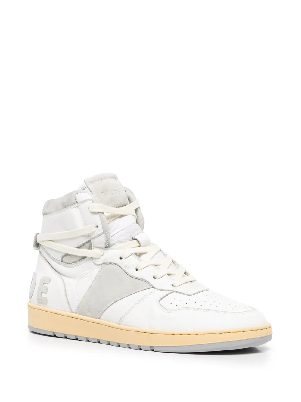 RHUDE panelled hi-top sneakers White