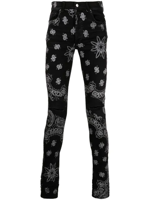 AMIRI Flocked Bandana Skinny Jeans "Black"