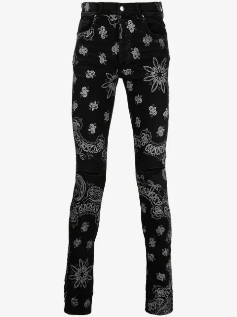 AMIRI Flocked Bandana Skinny Jeans "Black"