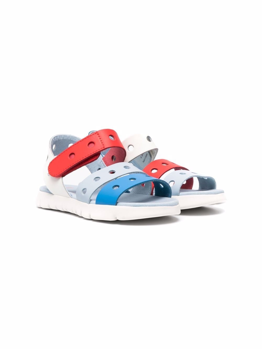 camper kids sandales twins colour block à attache scratch - bleu