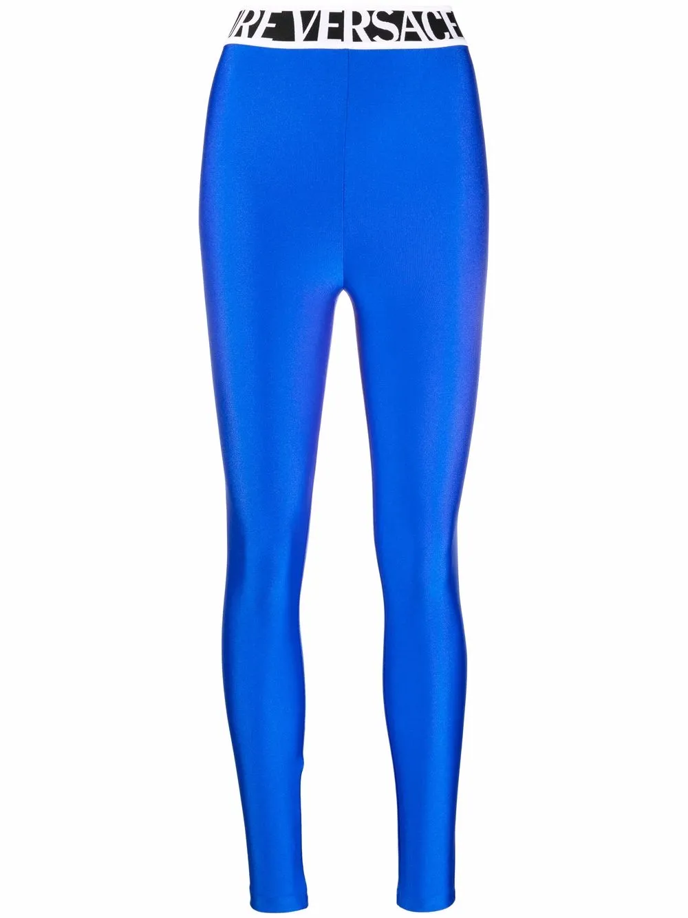 

Versace Jeans Couture leggins brillantes con logo en la pretina - Azul