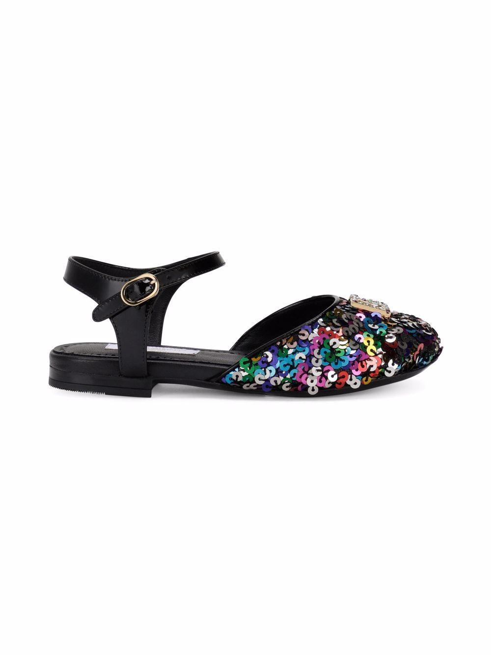 Dolce & Gabbana Kids sequin-embellished logo ballerinas - Black