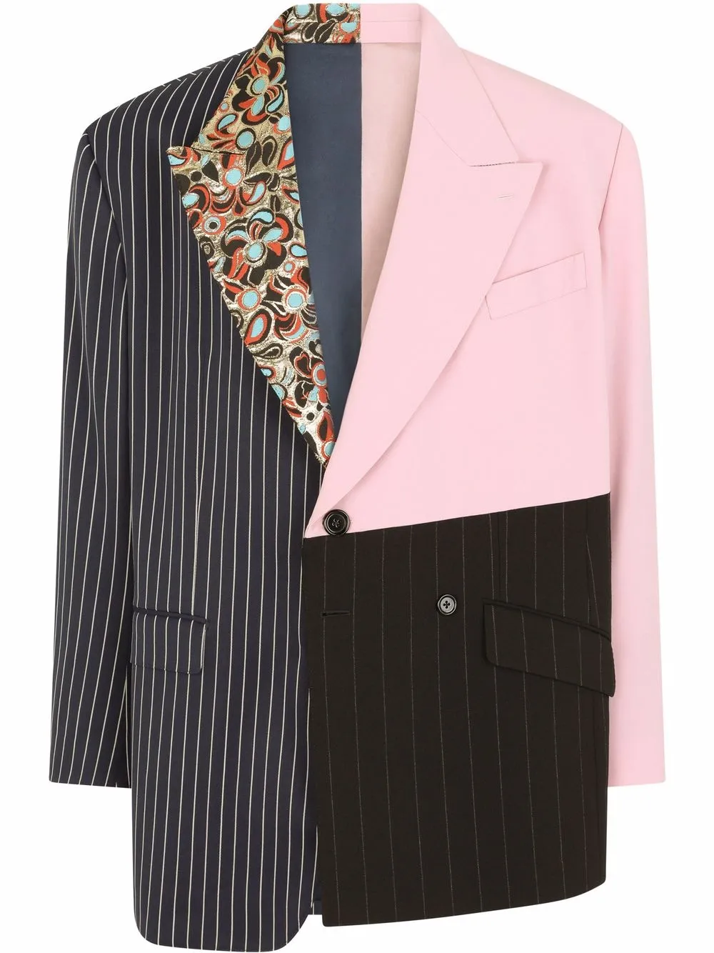 

Dolce & Gabbana patchwork-panelled asymmetric blazer - Black