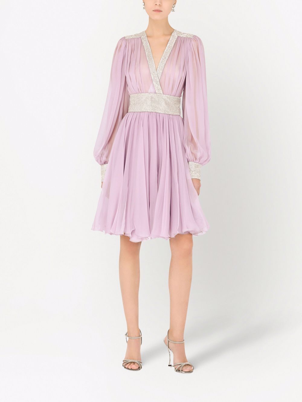 Dolce & Gabbana V-neck chiffon minidress - Purple