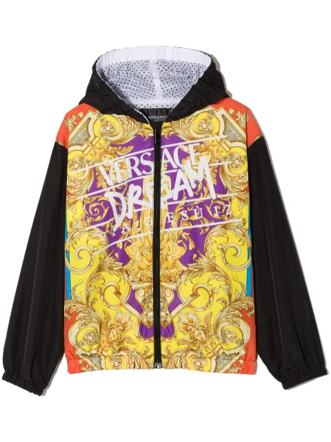 Young Versace هودي بسحاب وطبعة 'باروك غوديس'