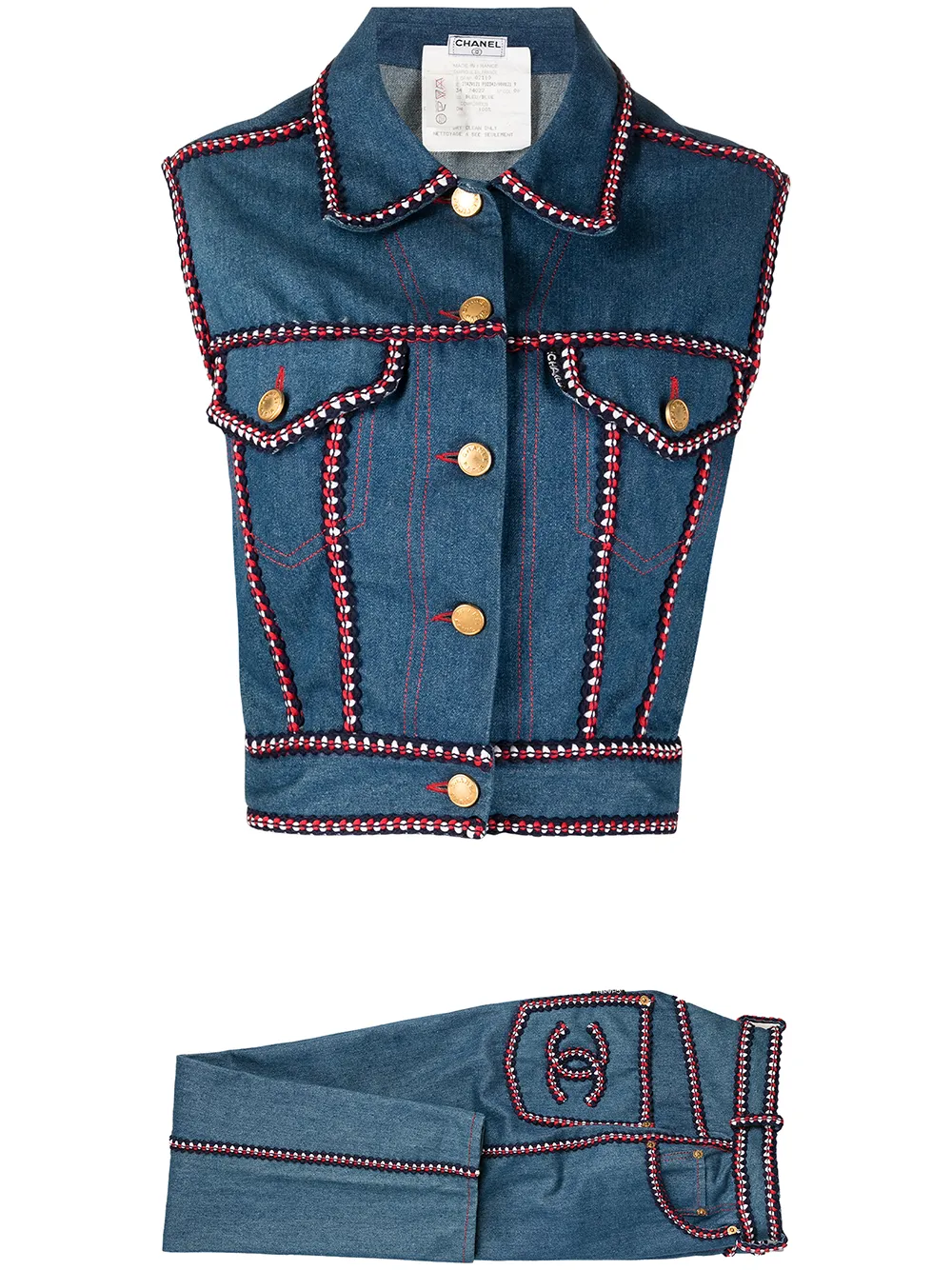 CHANEL Pre-Owned CC Denim Vest And Jeans Set - Farfetch