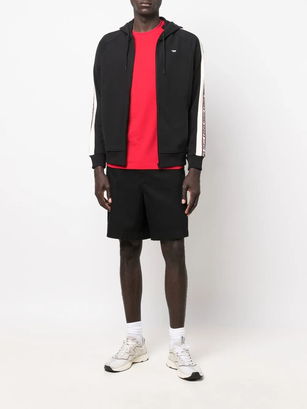 Diesel Logo-print Zipped Sweatjacket In Black
