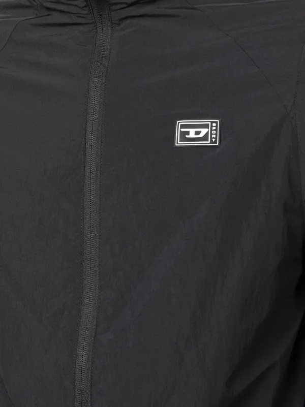 Diesel logo-patch Detail Hooded Jacket | Black | FARFETCH