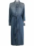 Golden Goose logo-patch long-sleeve denim dress - Blue