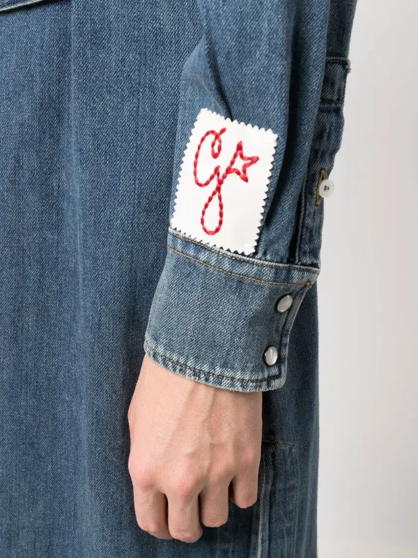 Golden Goose Women s Logo Patch Long Sleeve Denim Dress