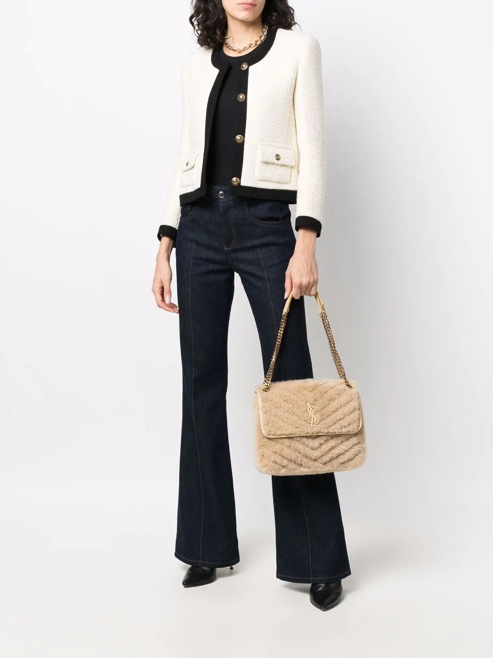 Saint Laurent Niki medium schoudertas - Beige