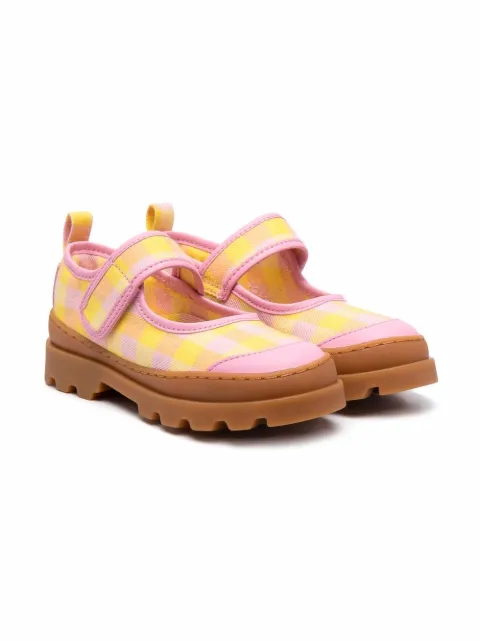 Camper Kids حذاء باليرينا بطبعة جينغهام