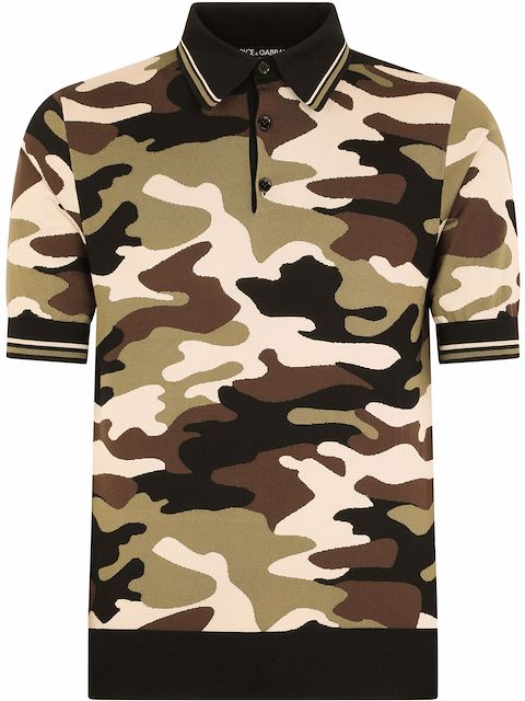 Dolce & Gabbana camouflage-pattern silk polo shirt 