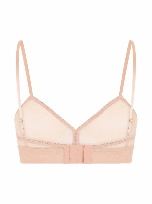 Dolce & Gabbana DG-logo Tulle Triangle Bra | Neutrals