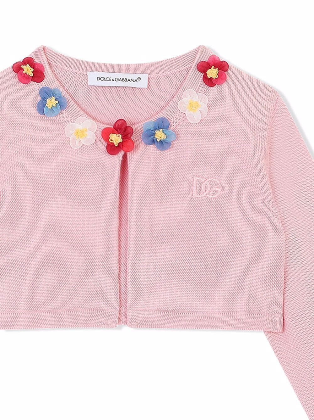 Shop Dolce & Gabbana Floral-applique Knit Cardigan In Pink