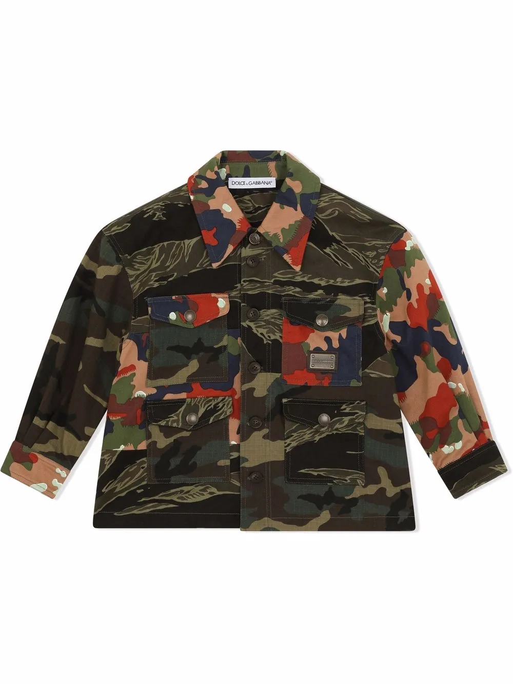 

Dolce & Gabbana Kids mixed-print shirt jacket - Green