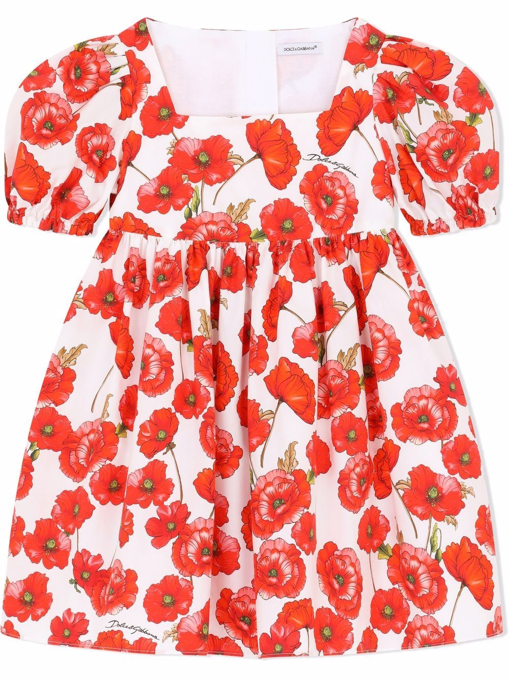 

Dolce & Gabbana Kids vestido fruncido con estampado floral - Blanco