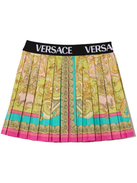 Young Versace تنورة بكسرات وطبعة 'باروك'