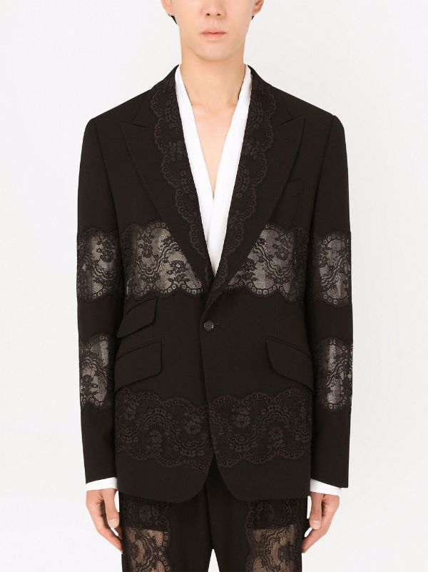 Dolce & Gabbana lace-panelled Tailored Blazer - Farfetch