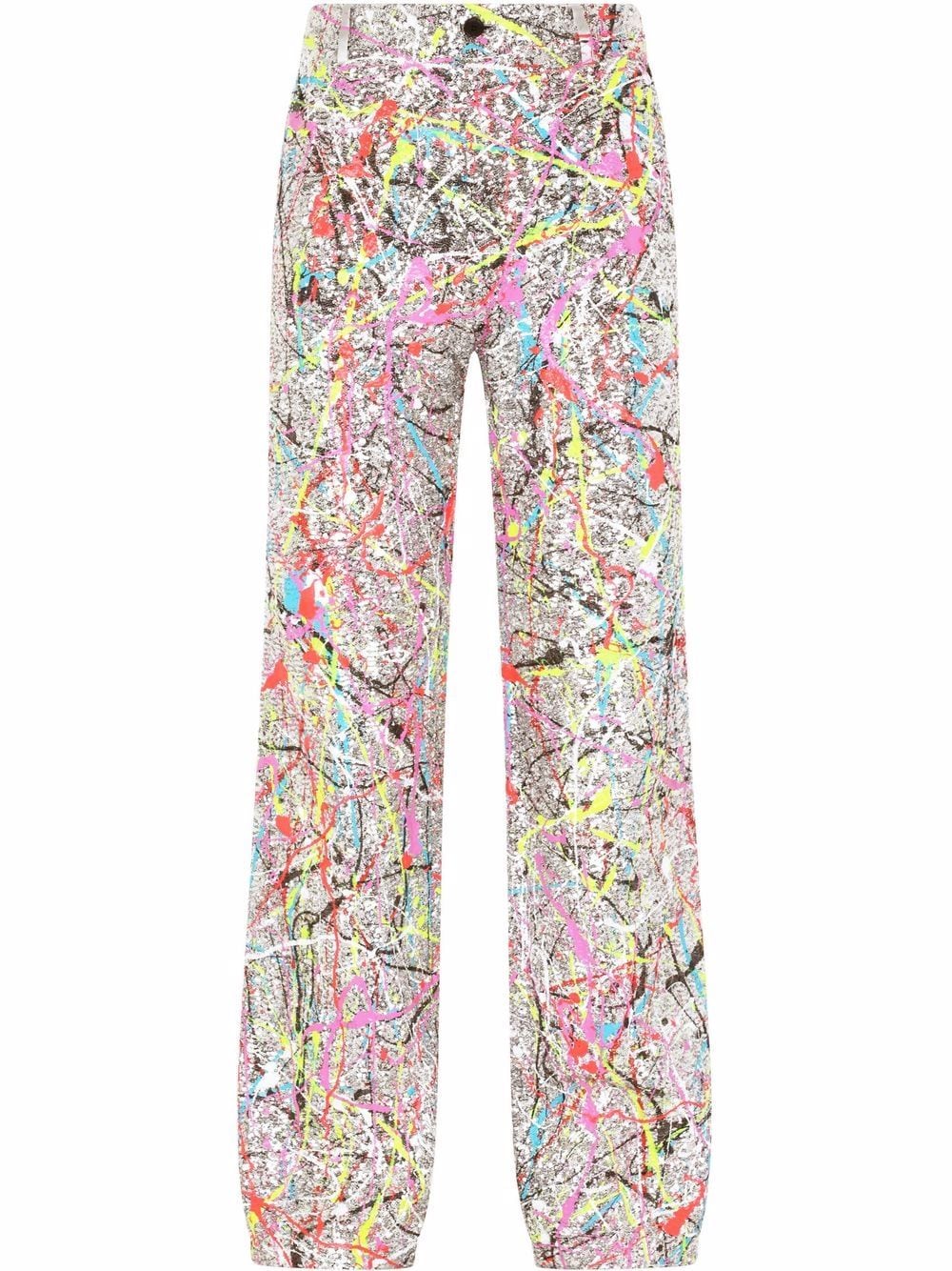 paint splatter wide leg suit trousers