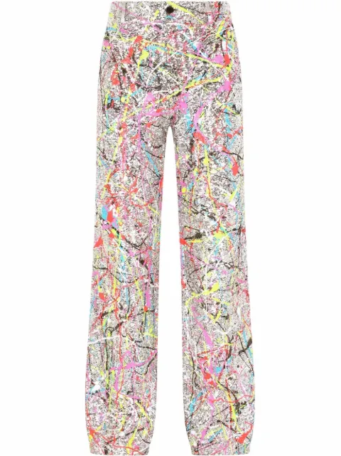 Dolce & Gabbana paint splatter wide leg suit trousers