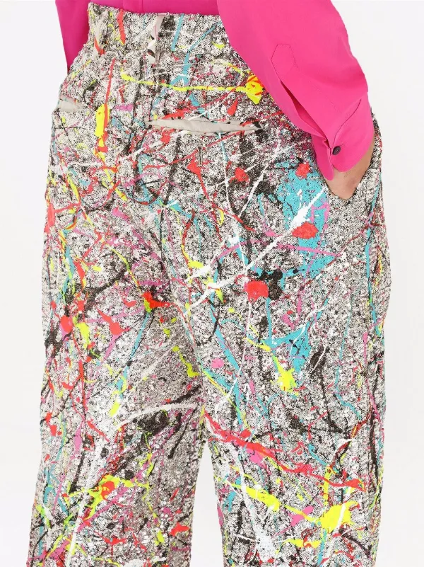 Dolce & Gabbana Paint Splatter Wide Leg Suit Trousers - Farfetch